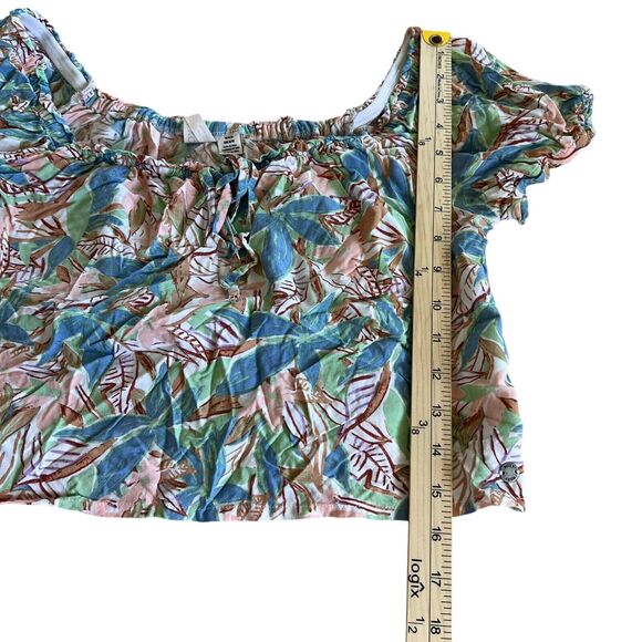 Roxy  Shallow Love Crop Top Blouse Womens Sz. Medium Tropical Resortwear Beach - Picture 11 of 12
